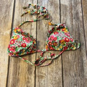 Lily Pulitzer Swim Bikini Top Floral Triangle Style XS Removable Pad Tassle